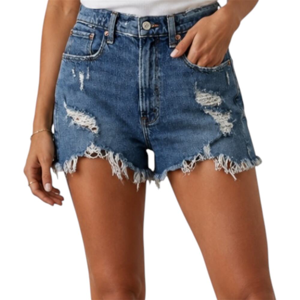Abercrombie & Fitch Curve Love Mom Shorts 4" High Rise Distressed Cut Off 27"